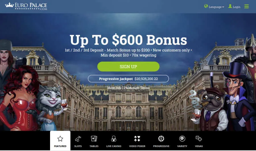 Euro Palace Casino main page