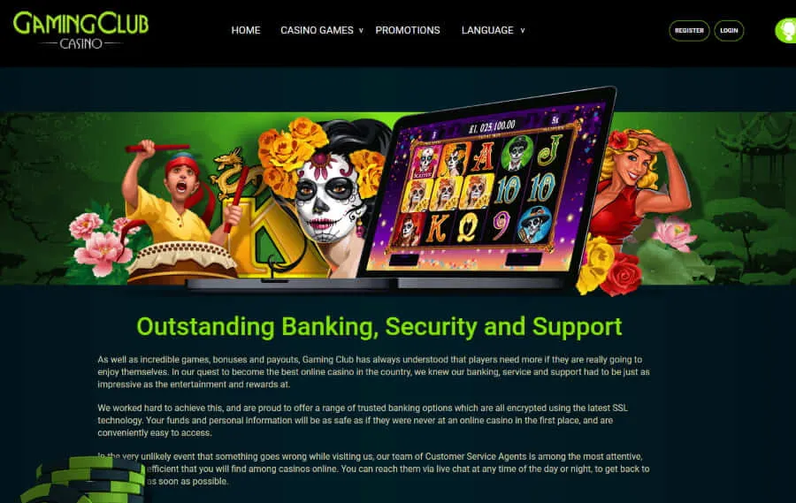 Gaming Club Casino advantages