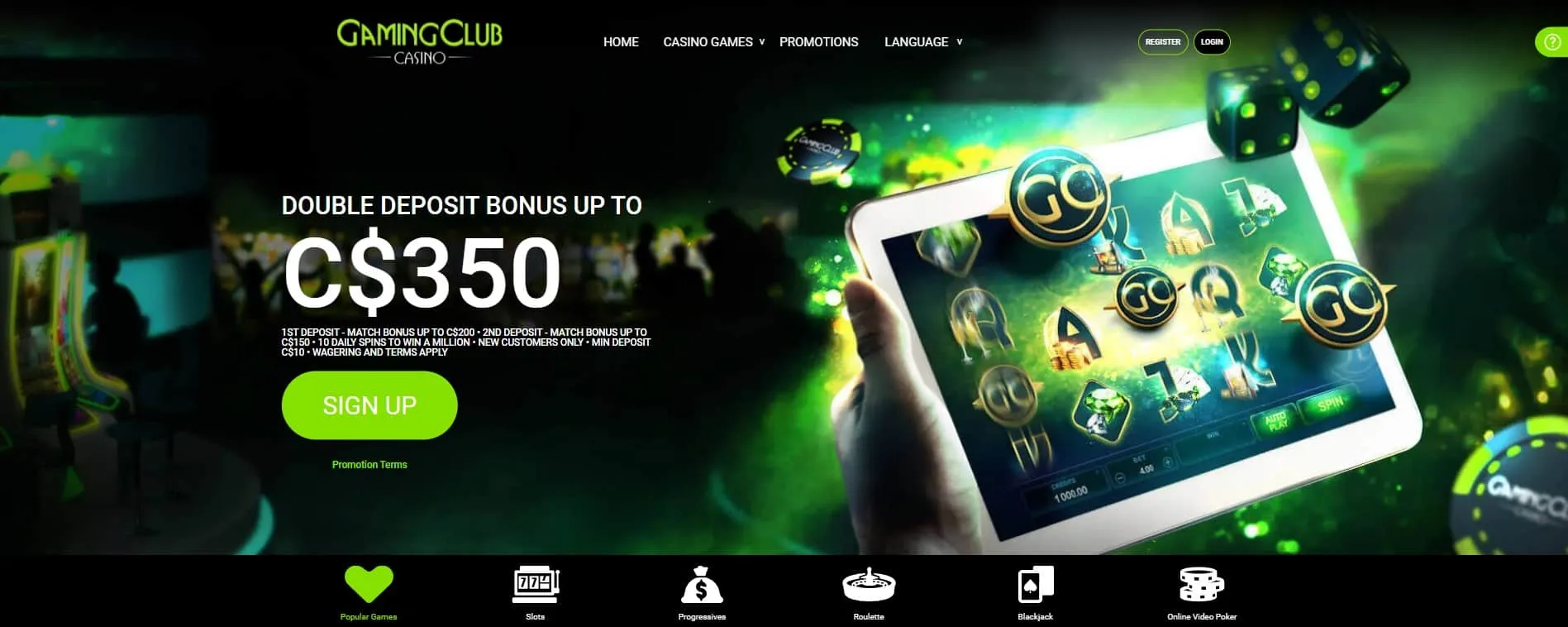 Gaming Club Casino main page