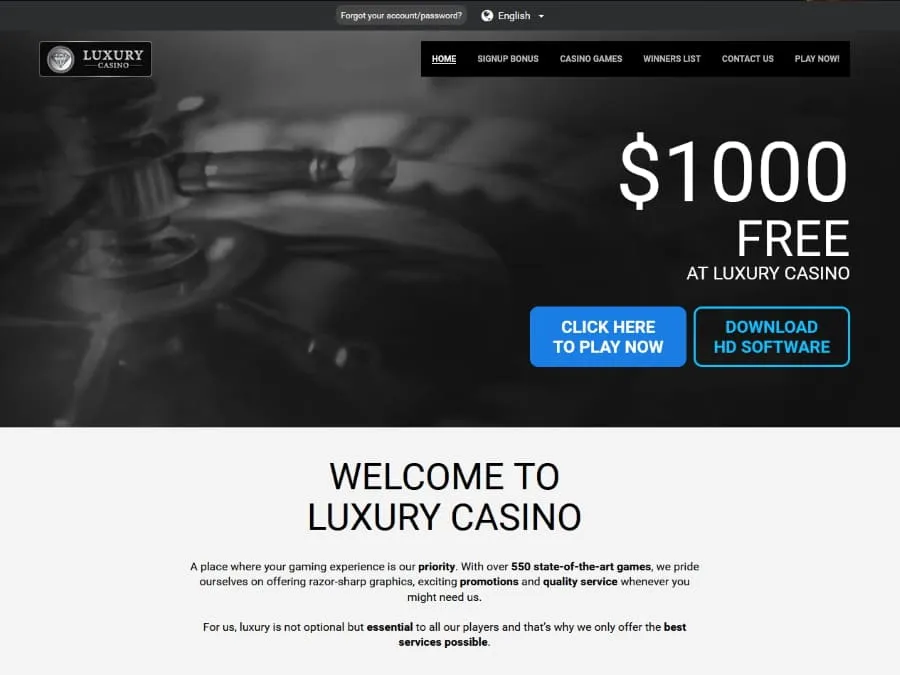 Luxury Casino main page