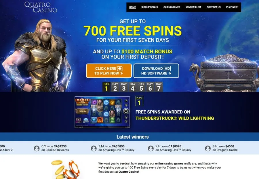 Quatro Casino main page